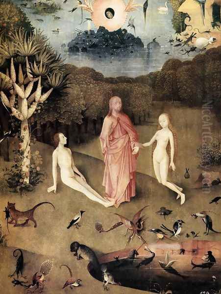 Triptych of Garden of Earthly Delights (left wing) (detail 1) c. 1500 Oil Painting by Hieronymous Bosch