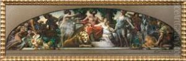 Entwurf Fur Ein Wandgemalde Mit Bacchus Und Diana Oil Painting by Ferdinand I Wagner