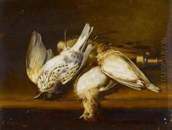 Gegenstucke: Nature Morte Aux Oiseaux Oil Painting by Ferdinand Ii Wagner