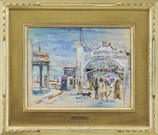 Summer Day At The Pier Oil Painting by Frederick R. Wagner