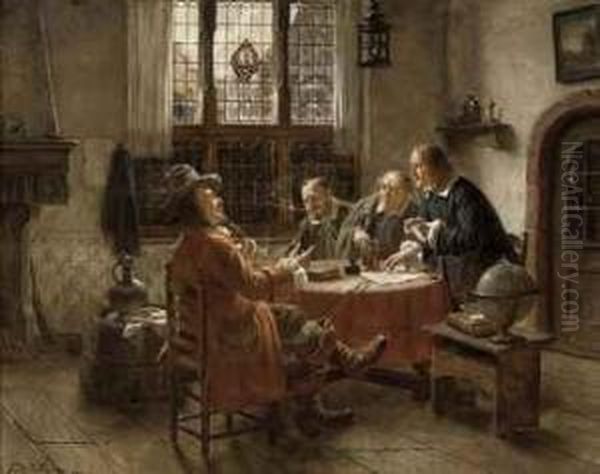 Signing The Agreement Oil Painting by Fritz Wagner