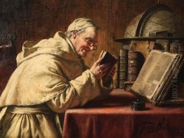 Religious Study Oil Painting by Fritz Wagner