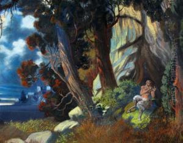 Landscape With Mythological Figure Oil Painting by Hans Wagner