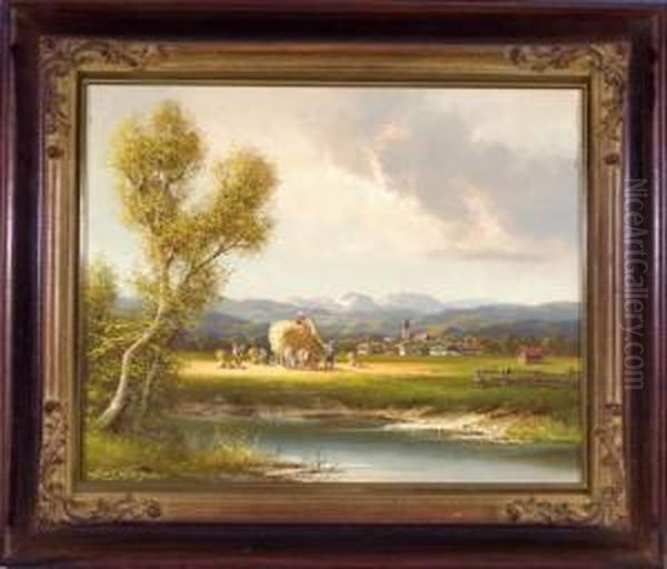 Kornernte Am Dorfrand Oil Painting by Hans Wagner