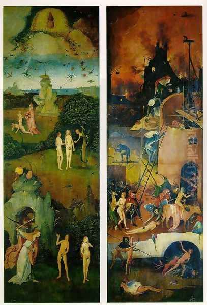 Paradise and Hell, left and right panels of a triptych Oil Painting by Hieronymous Bosch