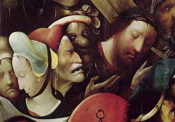 The Carrying of the Cross (detail of Christ and St. Veronica) Oil Painting by Hieronymous Bosch