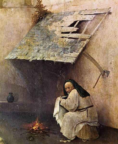 St Peter with the Donor (left wing) (detail) c. 1510 Oil Painting by Hieronymous Bosch