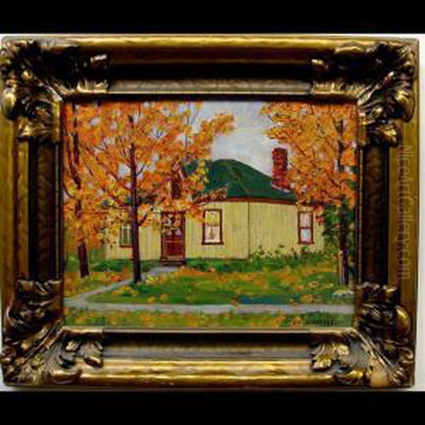 House In Autumn Oil Painting by Herbert William Wagner