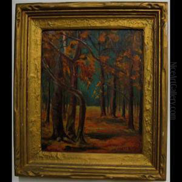 Fall Woodland Study Oil Painting by Herbert William Wagner