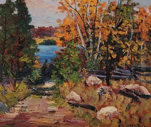 Untitled - Cottage Country Oil Painting by Herbert William Wagner