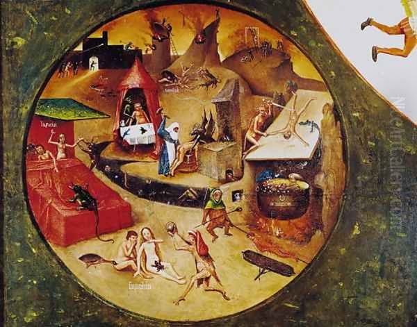 Tabletop of the Seven Deadly Sins and the Four Last Things (detail of Hell) c.1480 Oil Painting by Hieronymous Bosch