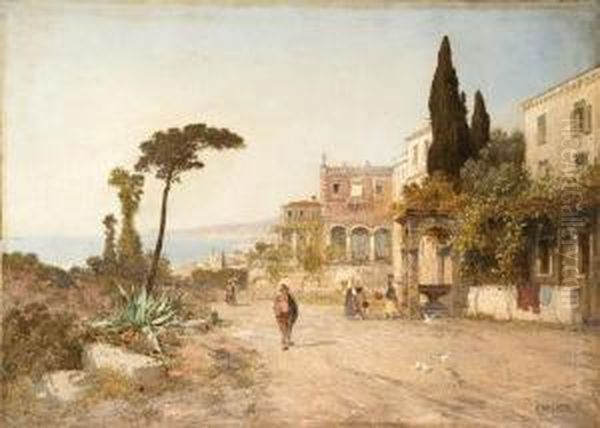 Scena Di Vita In Costiera Oil Painting by Carl Wagner