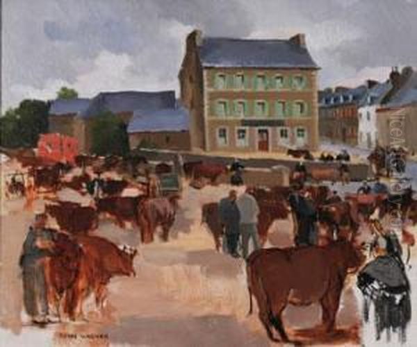 Marche Aux Bestiaux Oil Painting by Pierre Wagner