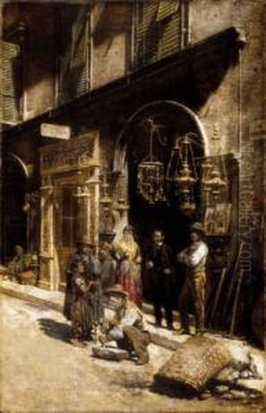 Antiquity Shop Oil Painting by Sandor Wagner