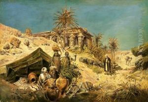 Bedouin Camp Oil Painting by Sandor Wagner