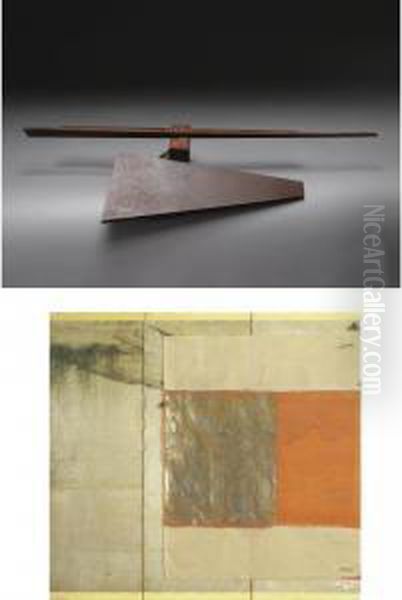 River Rapids-breakwater I And Shinto Gate Iii: A Sculpture And A Collage Oil Painting by Wilhelm George Wagner