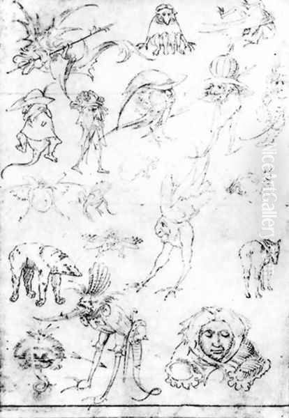 Studies of Monsters - 1 Oil Painting by Hieronymous Bosch