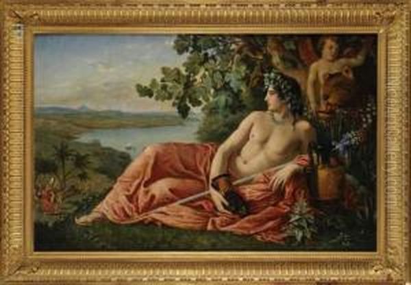 Bacchus Sur L'ile De Naxos Oil Painting by Jacques-Clement Wagrez