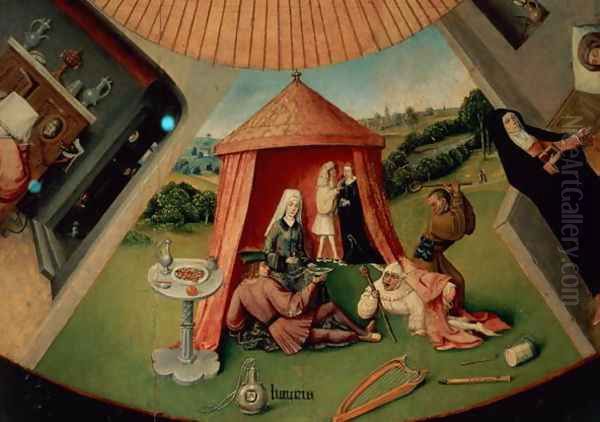 Luxury, detail from The Table of the Seven Deadly Sins and the Four Last Things, c.1480 Oil Painting by Hieronymous Bosch