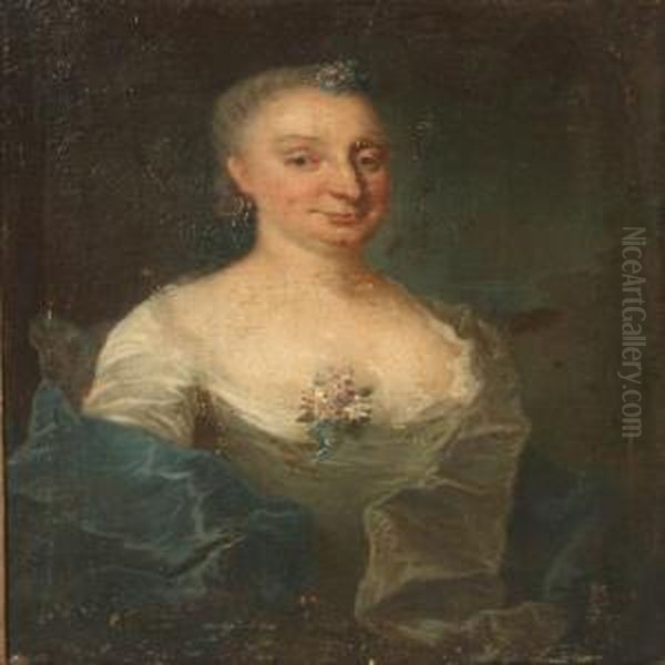 Portrait Of Anna Mangor, Nee Sauerin Oil Painting by Johann Salomon Wahl