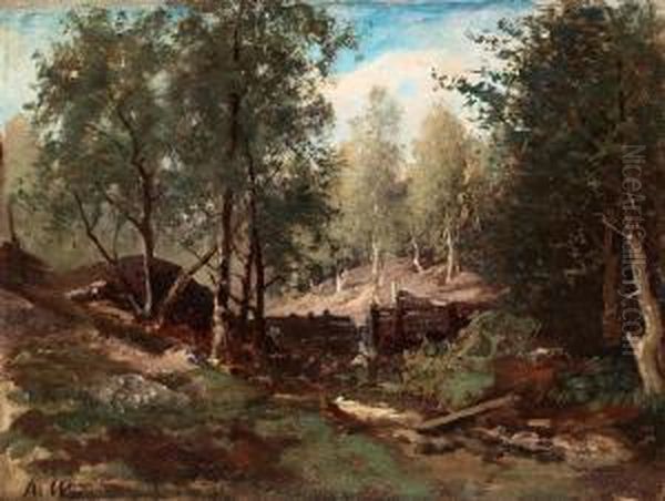 Forest Landscape Oil Painting by Alfred Wahlberg