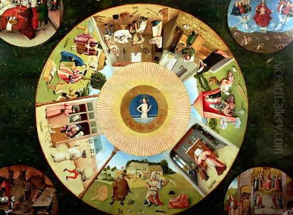 Tabletop of the Seven Deadly Sins and the Four Last Things (2) Oil Painting by Hieronymous Bosch