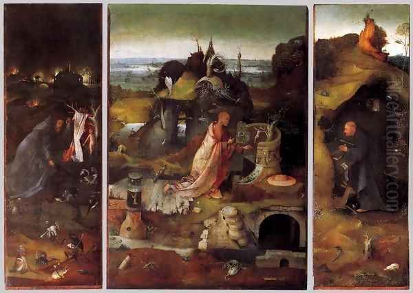 Hermit Saints Triptych 2 Oil Painting by Hieronymous Bosch