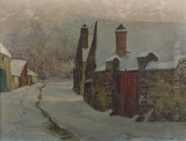 Winterliches Dorf In Den Vogesen. Oil Painting by Pierre Waidmann