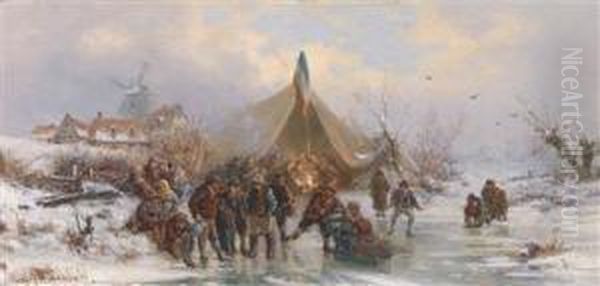 Winter Delight Oil Painting by Friedrich Josef Wailand