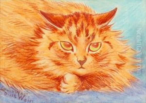 Mouse Watching Oil Painting by Louis William Wain