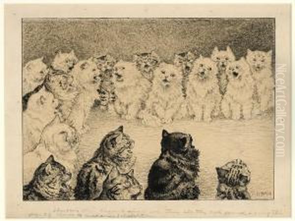 Shortears Then Began To Sing Solo Oil Painting by Louis William Wain