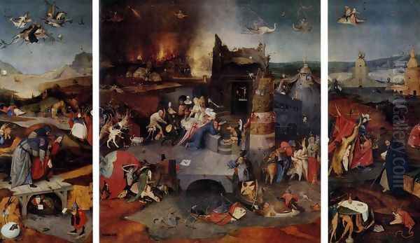 Triptych of Temptation of St Anthony Oil Painting by Hieronymous Bosch