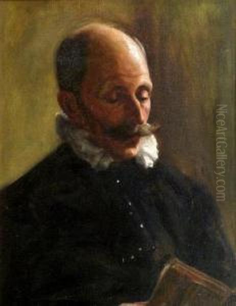 Portrait Of A Gentleman Holding A Book Oil Painting by John Wainwright