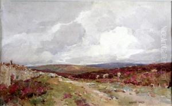 A Moorland View- Exmoor Oil Painting by Harold Waite