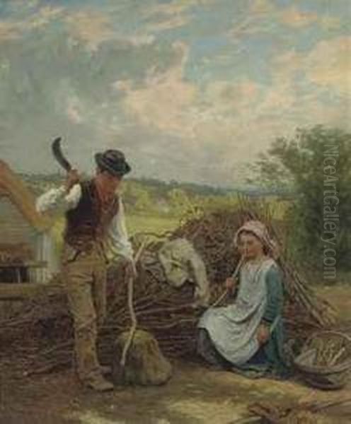 Helping A Neighbour Oil Painting by James Clarke Waite