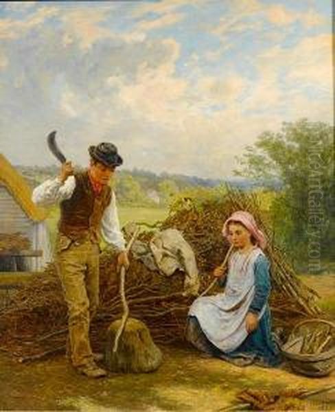 Helping A Neighbour Oil Painting by James Clarke Waite