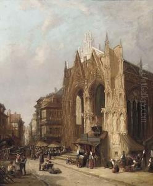 St. Mallon Church, Rouen Oil Painting by John Cheltenham Wake