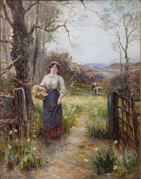 Gathering Daffodils Oil Painting by Ernst Walbourn