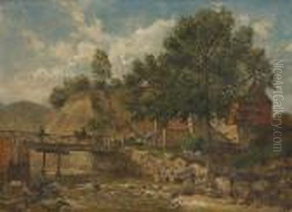 Le Franchissement Duruisseau Oil Painting by Gustave Walckiers