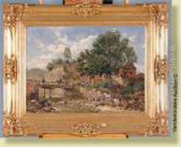 Paysage Anime Dans La Region Dedinant Oil Painting by Gustave Walckiers