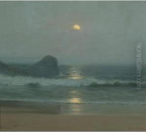 Moonlight Over The Coast Oil Painting by Lionel Walden