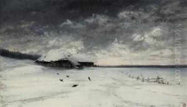 An Early Evening In Winter Oil Painting by Anton Waldhauser