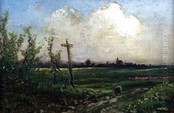 Letni Krajina Skrizem Oil Painting by Anton Waldhauser