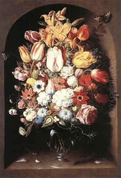 Bouquet in a Niche Oil Painting by Osias, the Elder Beert