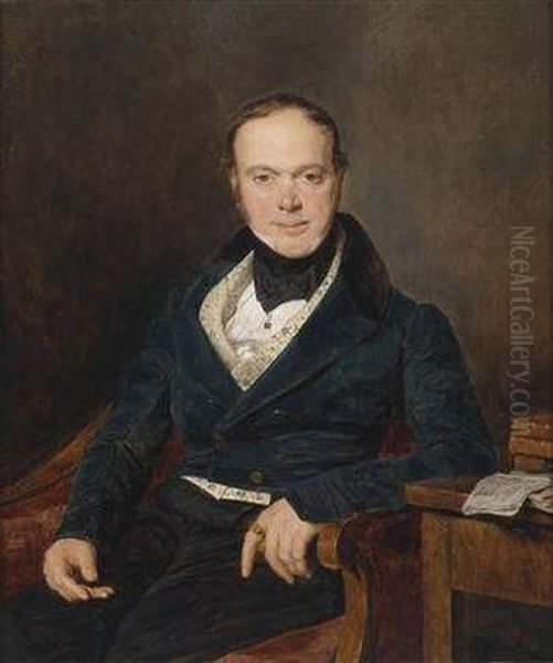 Portrait Of The Banker August Walter Oil Painting by Ferdinand Georg Waldmuller