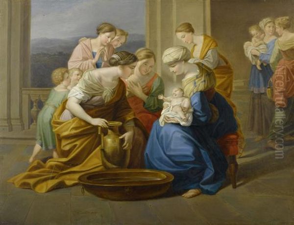 The Finding Of The Infant Moses Oil Painting by Ferdinand Georg Waldmuller