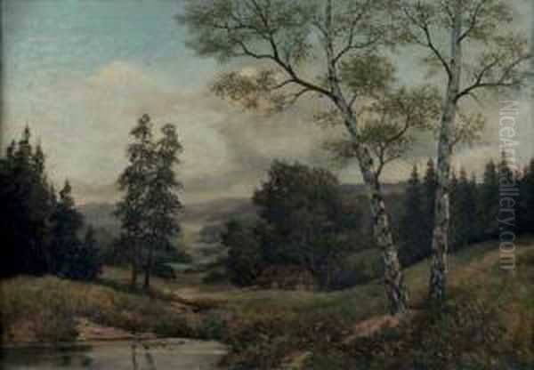 Paysage Vallonne Et Foret De Sapins Oil Painting by Antonie Waldorp