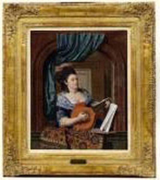 La Joueuse De Mandoline Oil Painting by Jan Gerard Waldorp