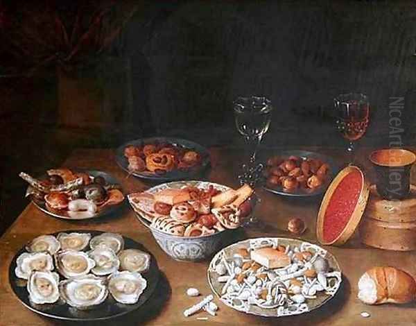 Still Life with Oysters Oil Painting by Osias, the Elder Beert