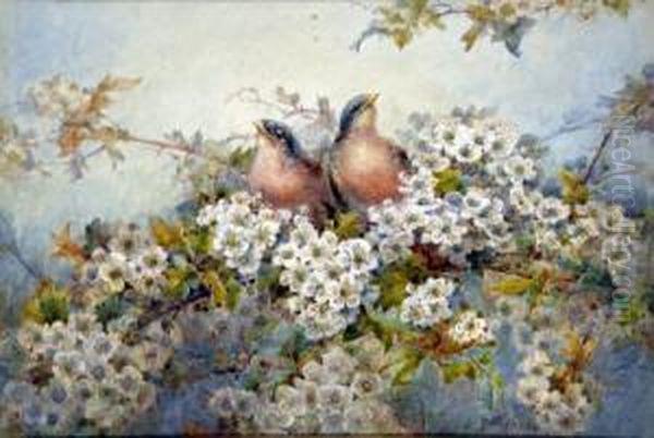 Fledglings Amongst Apple Blossom Oil Painting by John Porter Wale